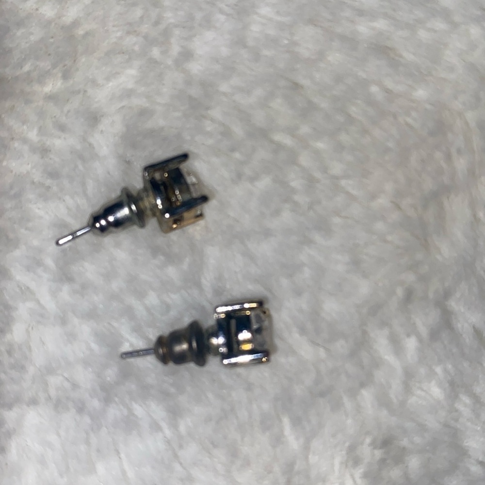 Cubic Zirconia Square Post Earrings
